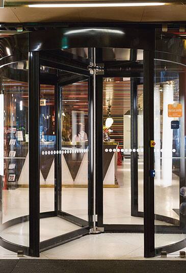 KONE revolving doors are an ideal solution for example for hotels and retail environments.